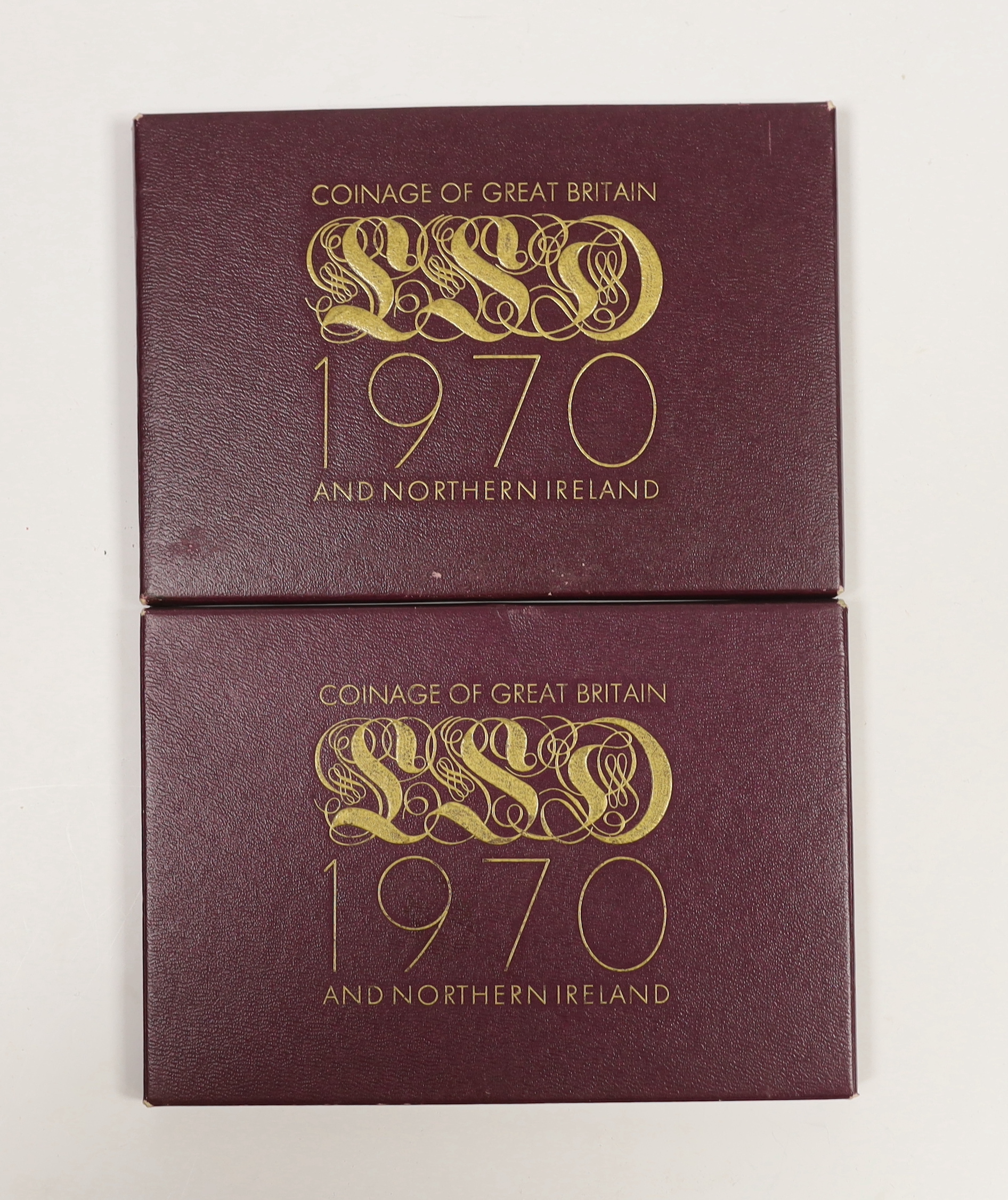 Two UK Brilliant proof coin sets, 1970
